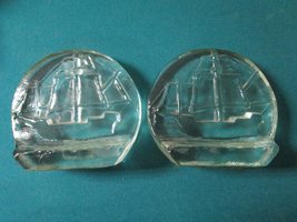 Blenko Sailing Ship Glass Bookends Mid Compatible with Century - A Pair 6 X 6 Or - £56.19 GBP