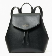 New Kate Spade Lizzie Saffiano Leather Medium Flap Backpack Black / Dust... - £97.54 GBP