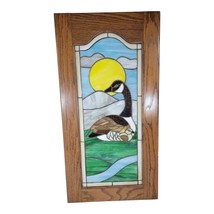 LARGE SUN CATCHER Canadian GOOSE STAINED GLASS Cabinet Door? Pretty Hand... - $38.80