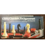 Vintage Chess Checkers Backgammon &amp; Acey Deucy By ARC 1978 Complete! - $13.23