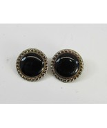 Vintage Black Button Medallion Clip on Earrings 51660 Cabochon - £12.60 GBP
