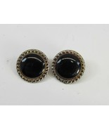 Vintage Black Button Medallion Clip on Earrings 51660 Cabochon - £12.65 GBP