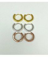 Unisex 3mm Wide Round Huggie Earrings 925 Sterling Silver, Handmade Hoop... - €33,00 EUR+