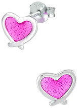 Hypoallergenic Sterling Silver Hot Pink Heart Stud Earrings For Kids (Ni... - $43.28