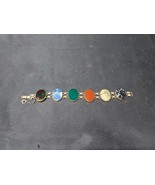 Vintage 12k Gold Filled GF Bracelet &amp; Multi Gemstone Large Polished Stones - $1,283.52 MXN