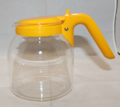 Vintage Bodum Clear Glass Coffee Tea Jug With Lid Yellow Plastic Handle Denmark - £38.77 GBP