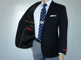 Men's RENOIR Classic Blazer 100% Wool Side vents Metal Buttons Notch 509-2 Navy image 8