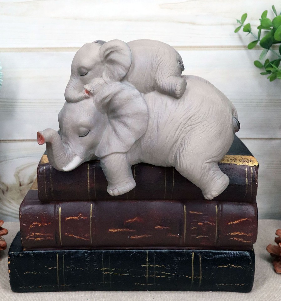 Ebros Sleeping Pachy Family Safari Elephant With Calf Shelf Snoozer Figu... - $21.95