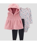 Carter&#39;s Just One You Baby Girls&#39; 9 Months Floral Sherpa Top &amp; Bottom Se... - $14.99