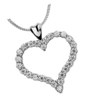 1 Carat Diamond Heart Pendant Necklace in 14k White Gold - £154.56 GBP