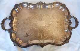 Antique Huge silverplate Footed Waiter Battler Tray 29" x 17.75" - £553.16 GBP