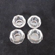 Salt Cellars Set of 4 Clear Glass Faceted Design 1&quot; High 2&quot; Wide Open FL... - $9.75