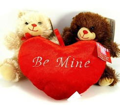 Chocolate Scented Valentine Day Brown Tan Bears In Love Be Mine Red Heart Plush - £12.03 GBP