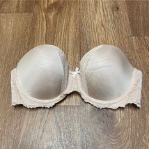 Victorias Secret Dream Angels Strapless Nude Lace Bra Underwire Size 32D - £21.75 GBP
