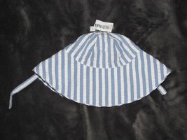 OLD NAVY BABY GIRL SEERSUCKER SUN SUMMER HAT WHITE BLUE STRIPE CHIN STRA... - $11.87