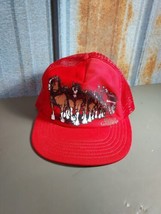Vintage Busch Gardens Budweiser Clydesdale Red Snapback Trucker Hat Cap ... - £7.58 GBP