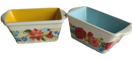 Two (2) Pioneer Woman ~ Ceramic Loaf Pans ~ Floral Design ~ Vintage Insp... - $35.00