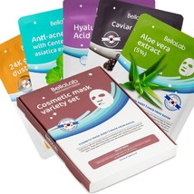 BellaLab - Cellulose Fiber Cosmetic Face Mask Sheets, Variety Set PACK OF 5 - £19.65 GBP