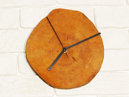 Personalized clock, gift for him, wooden wall clock, rustic natural wood clock - £86.41 GBP