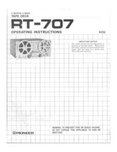 Pioneer RT-707 Tape Deck Owners Manual - £16.63 GBP