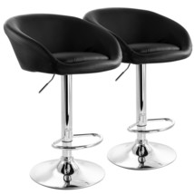 Elama 2 Piece Adjustable Faux Leather Bar Stool in Black with Chrome Base - £172.41 GBP