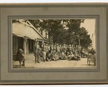 Large Group of Men Vintage Photo on Board Empty Rocking Chair  - $27.72