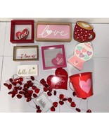 Lot Of 10 Valentine&#39;s Day Farmhouse Tray Decor Heart Wood Tier Tray Sign... - $22.98