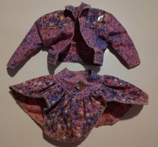 EUC Barbie The Beat Vintage Denim Glow Jacket And Skirt Outfit 1980&#39;s - £11.40 GBP