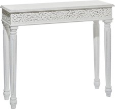 Deco 79 Wood Scroll Intricately Carved Console Table, 36&quot; X 12&quot; X 30&quot;, White - £150.18 GBP