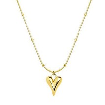 18K Gold Plated Stainless Steel &quot;Heart&quot; Necklace Waterproof Hypoallergenic  - £19.09 GBP