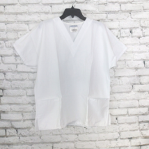WS Fundamentals by White Swan Scrub Top Womens Medium White Short Sleeve V Neck - £12.54 GBP