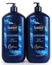 2 Bottles Suave Men 32 Oz Refreshing All Day Fresh Scent Body & Face Wash - $28.99
