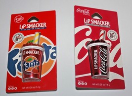 Lip Smacker Fanta Strawberry + Coca Cola Cherry Cup Lip Balm Lot Of 2 In Box  - £10.22 GBP