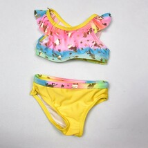 Wonder Nation Baby Girl&#39;s Unicorn Ruffle Sleeve Bikini Swimsuit Yellow 1... - $222.75 MXN
