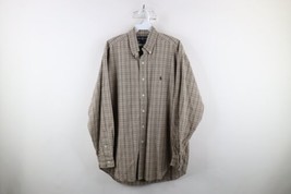 Vtg 90s Ralph Lauren Mens Medium Faded Collared Button Down Shirt Brown Plaid - £31.10 GBP