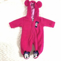 Disney Infant Baby Sz 3 months Minnie Mouse 1 Piece Zip Up Snowsuit Fuzz... - £9.32 GBP
