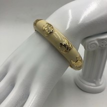 Vtg Talbots Women&#39;s Bangle Hinge Bracelet White Enamel Goldtone Fish NWT Signed - £31.21 GBP