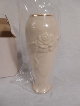 Lenox Rose Blossom Bud Vase 7.5” Ivory Porcelain with 24k Gold Trim - £14.78 GBP