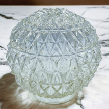 Vtg Cut Glass Light Shade Diamond Pattern Globe Shade Pair Antique 3 1/4” Fitter - £31.42 GBP