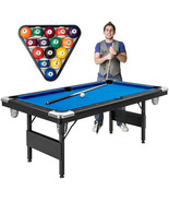 6 Feet Foldable Billiard Pool Table with Complete Set of Balls-Blue - Co... - $807.20