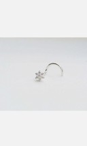 0.20 Ct Round Cut Diamond Floral Nose Stud Piercing Ring Pin 14K White Gold Over - £15.92 GBP