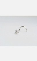 0.20 Ct Round Cut Diamond Floral Nose Stud Piercing Ring Pin 14K White Gold Over - £16.05 GBP