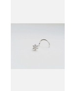 0.20 Ct Round Cut Diamond Floral Nose Stud Piercing Ring Pin 14K White G... - $20.16