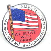 AMVETS USA Flag Bernie Brosnihan Silver Tone Enamel 02-03 Veteran Pin - £9.37 GBP