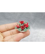 AirAds Dollhouse 1:12 scale miniature green plant red roses in pot - £7.48 GBP