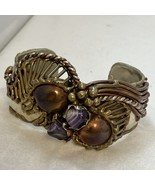 Vintage Mexican Mixed Metals Copper Silver Brass Boho Brutalist 6” Cuff ... - $1,280.06 MXN