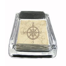 Vintage Compass Glass Ashtray D3 4&quot;x3&quot; Nautical Navigation High Seas - £38.80 GBP