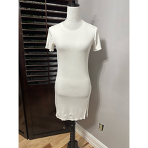 BP Brand Womens Sheath Dress White Stretch Midi Crew Neck Short Sleeve M New - $11.29