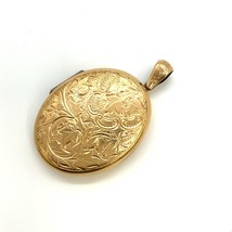 Vintage 12k Gold Filled Danecraft Floral Embossed Photo Locket Fob Charm... - £86.84 GBP