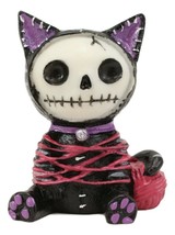 Small Furry Bones Black And Purple Voodoo Cat In Yarn Bondage Skeleton Figurine - £11.74 GBP